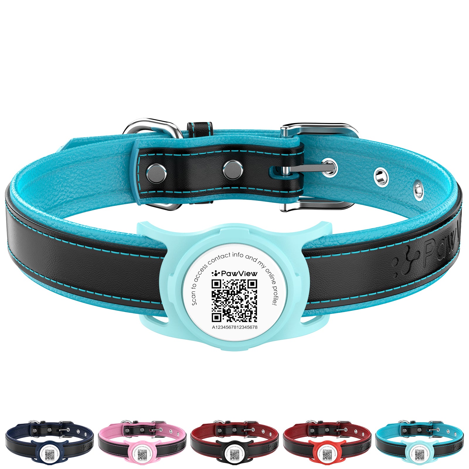 Pawview AirTag chien collier Holder avec Smart QR Code pour chats et chiens alerte de Scan localisation instantanée profil en ligne informations de contact