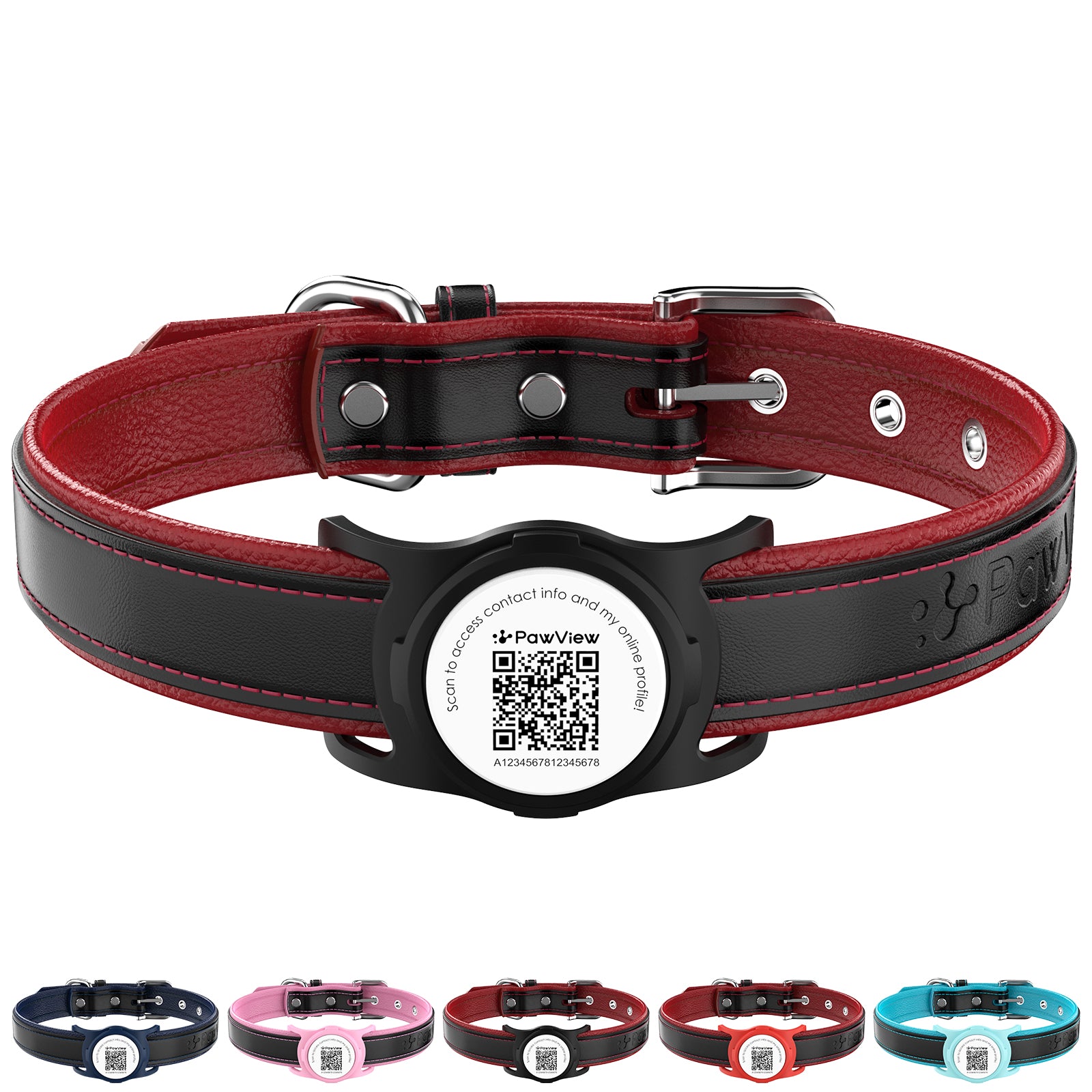Pawview AirTag chien collier Holder avec Smart QR Code pour chats et chiens alerte de Scan localisation instantanée profil en ligne informations de contact